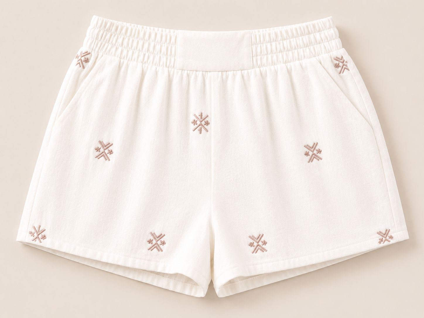 White Embroidered Cotton ShortsShortsEmbroidered ShortsLittle Mistress