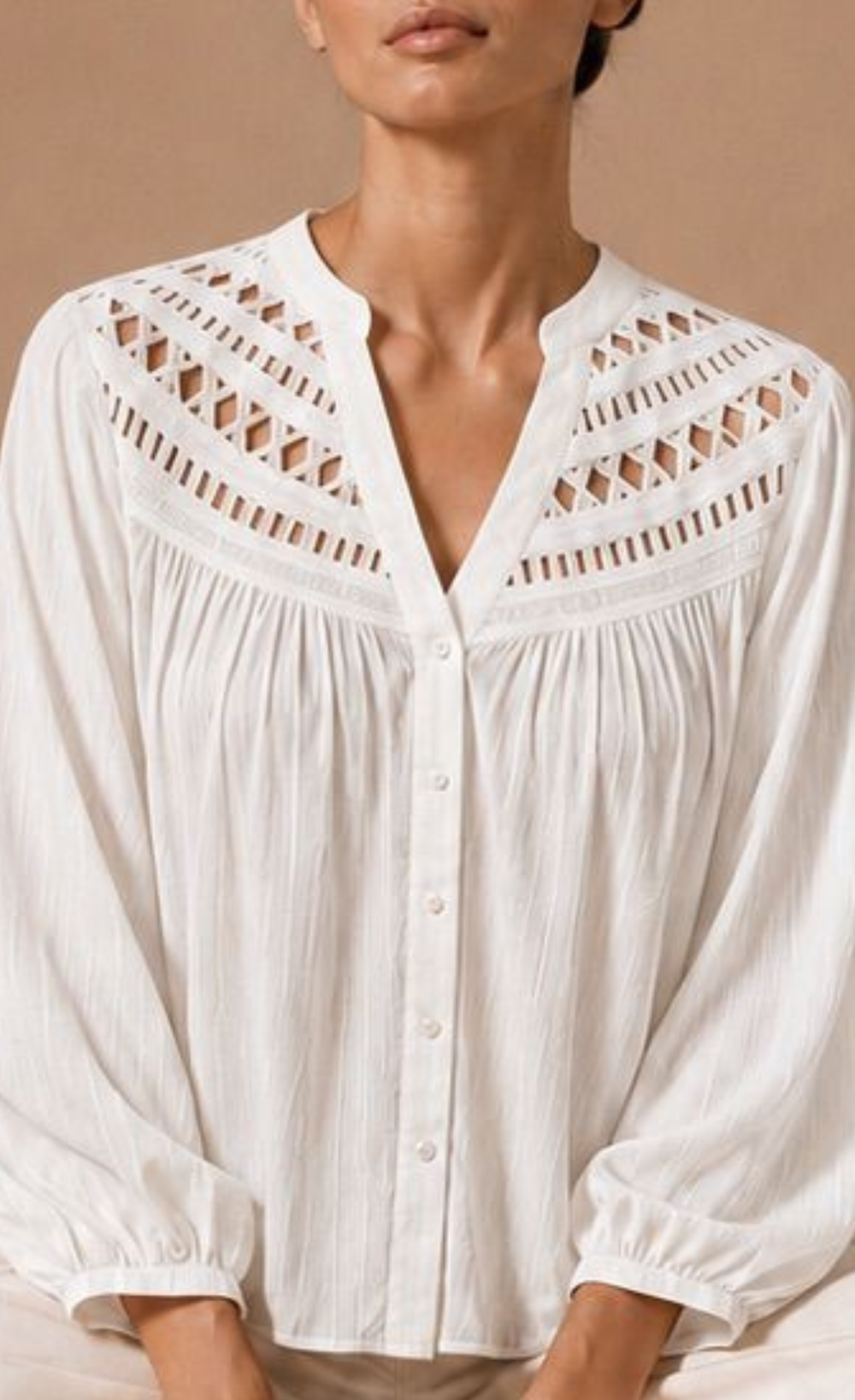 White Cutwork Detail ShirtShirtsCutwork Detail ShirtLittle Mistress