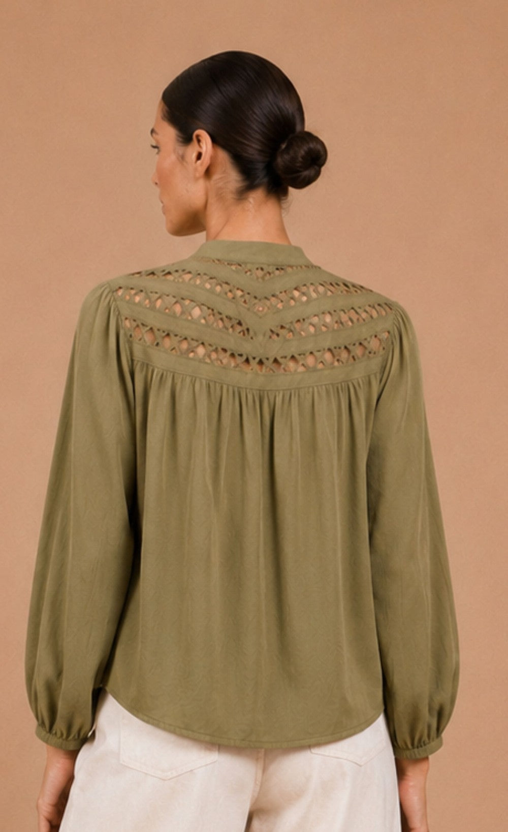 Olive Cutwork Detail ShirtShirtsCutwork Detail ShirtLittle Mistress
