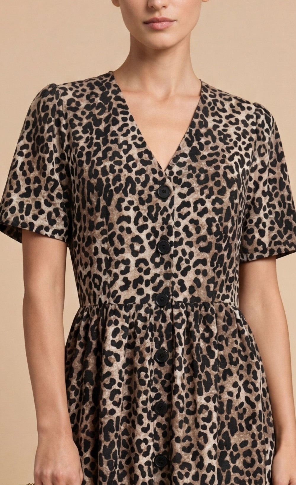 Animal Print Crepe Button-Down Midi DressDressesButton-Down DressLittle Mistress