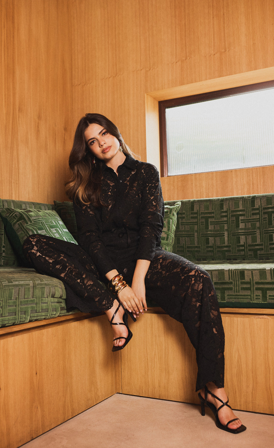 Milan Black Lace Wide Leg Trousers