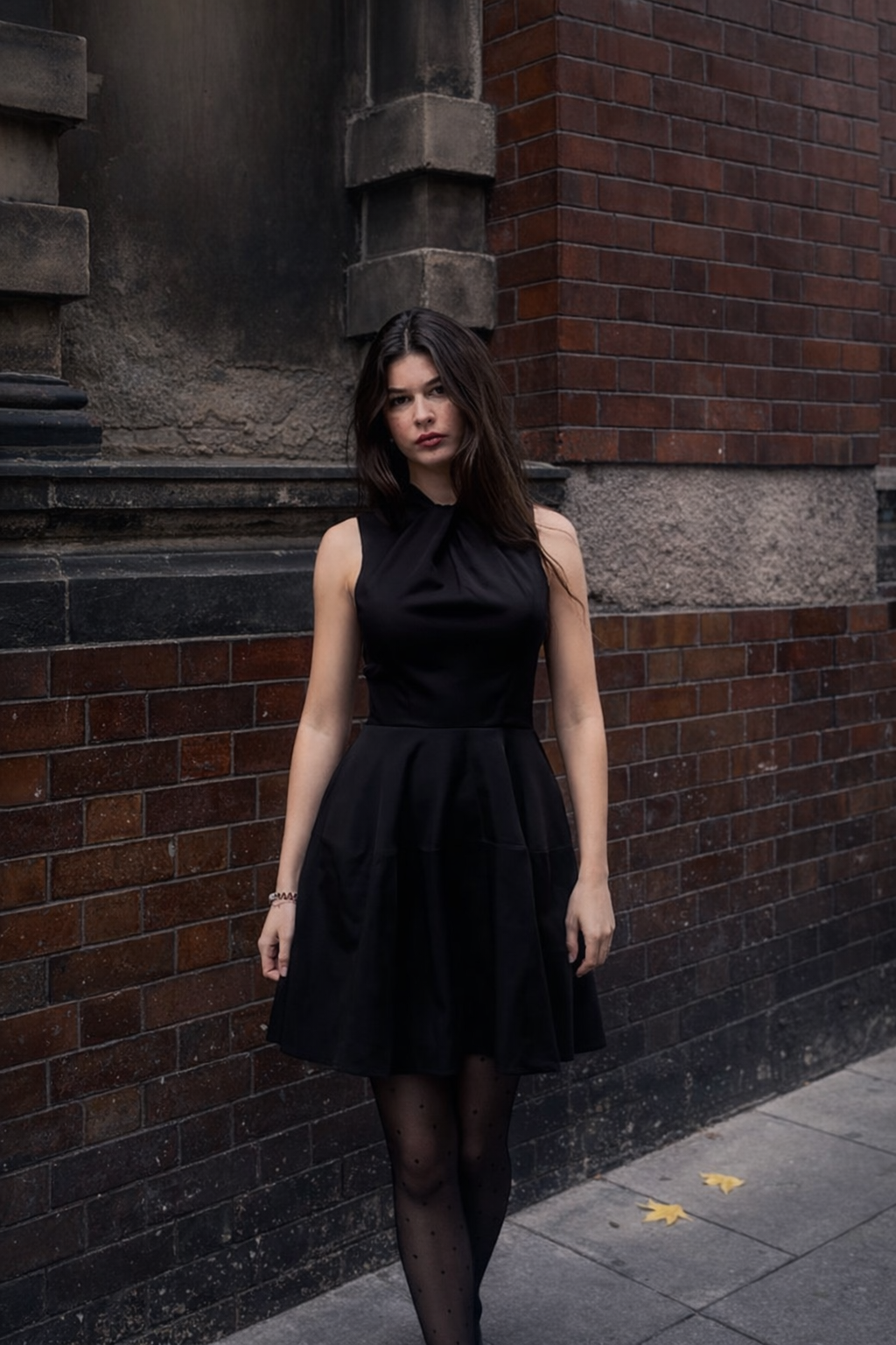 hot pink dress with black shoes 2406: Mini Black Dress main image 1