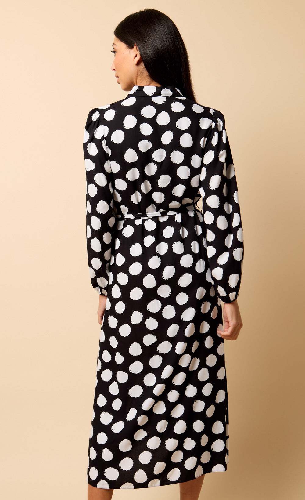 Saffron and Amber Monochrome Spot Print Midi Dress