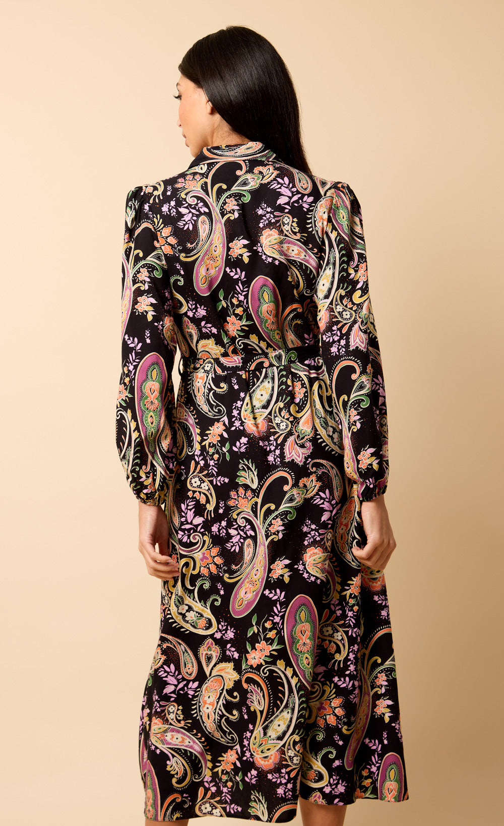 Saffron and Amber Pastel Paisley Print Midi Dress