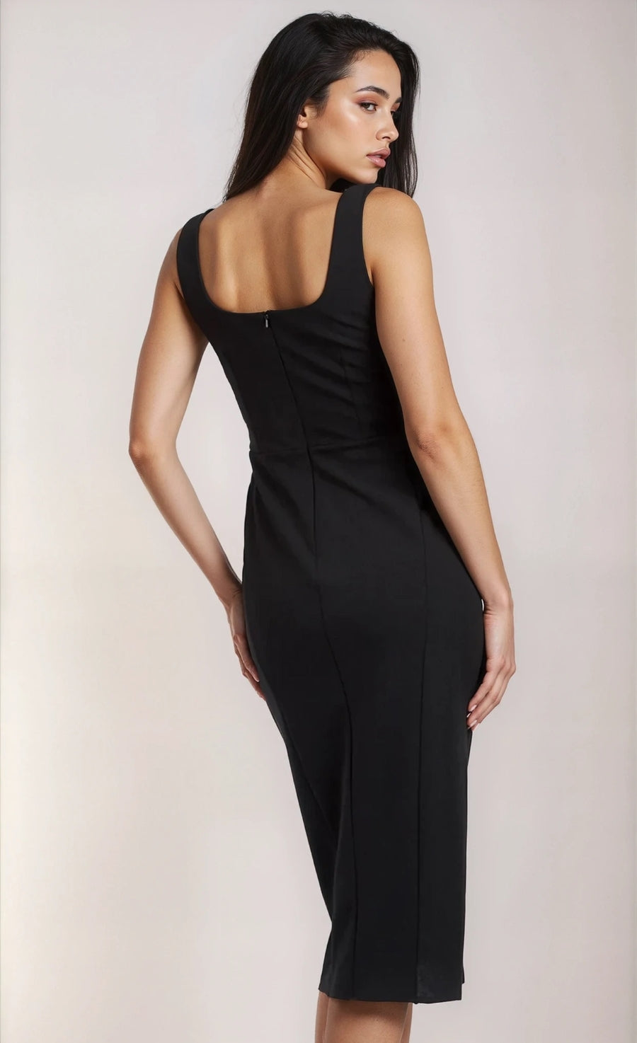 Black Knot Front Midi Dress by Chloe Lewis