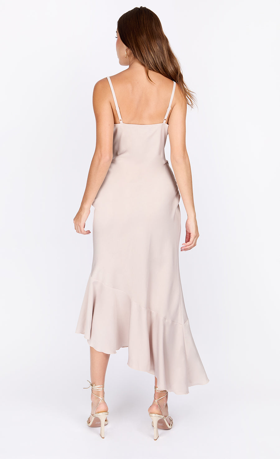 iSKA Oyster Satin Asymmetric Hem Midaxi Dress