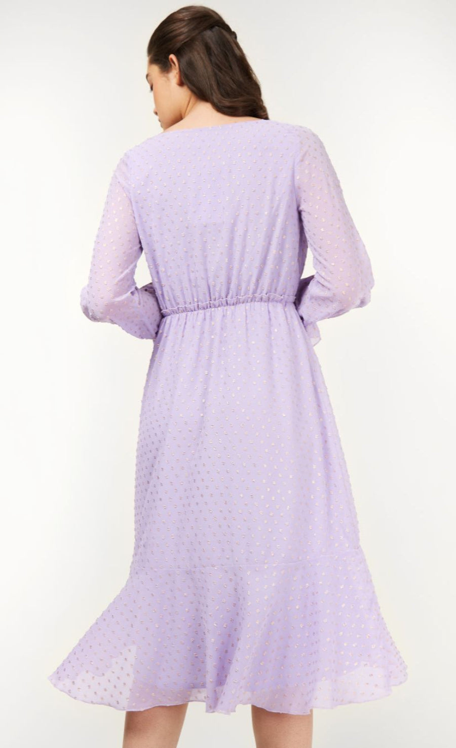 Diaz Lilac And Gold Spot Midi Dress