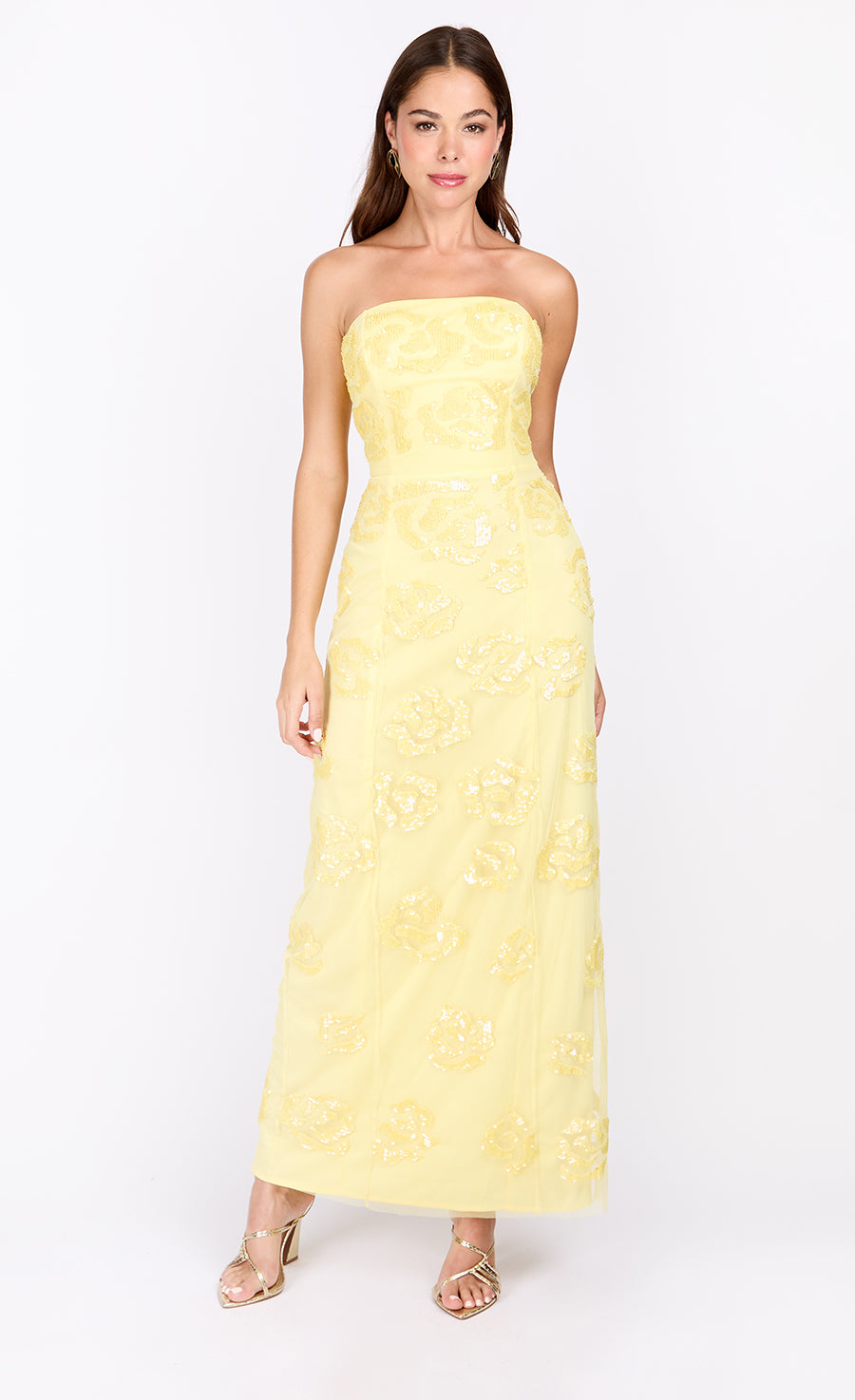 Yellow Embelished Bandeau Maxi Dress