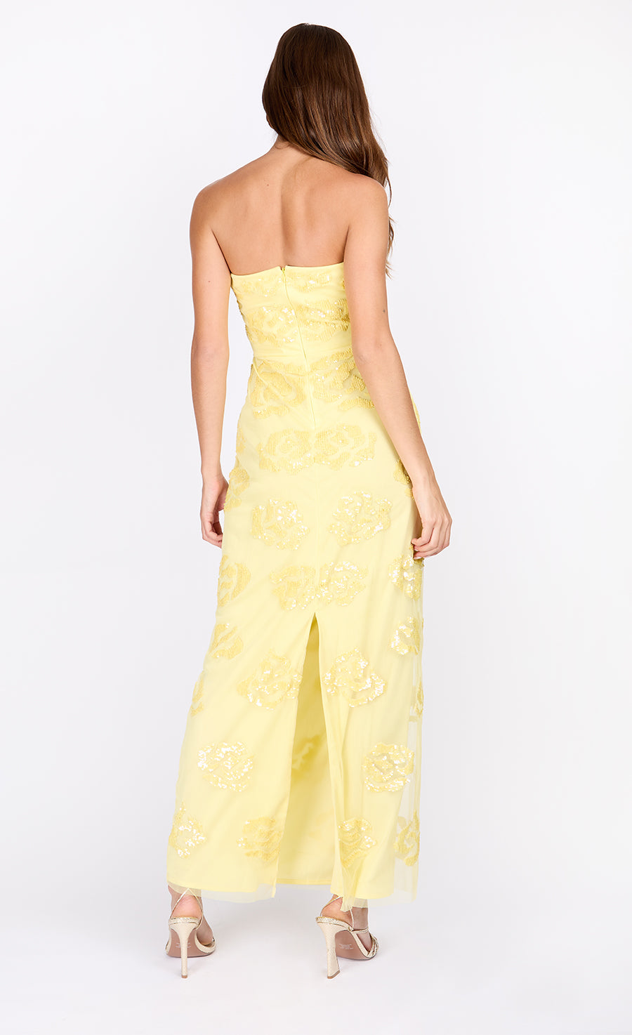 Yellow Embelished Bandeau Maxi Dress