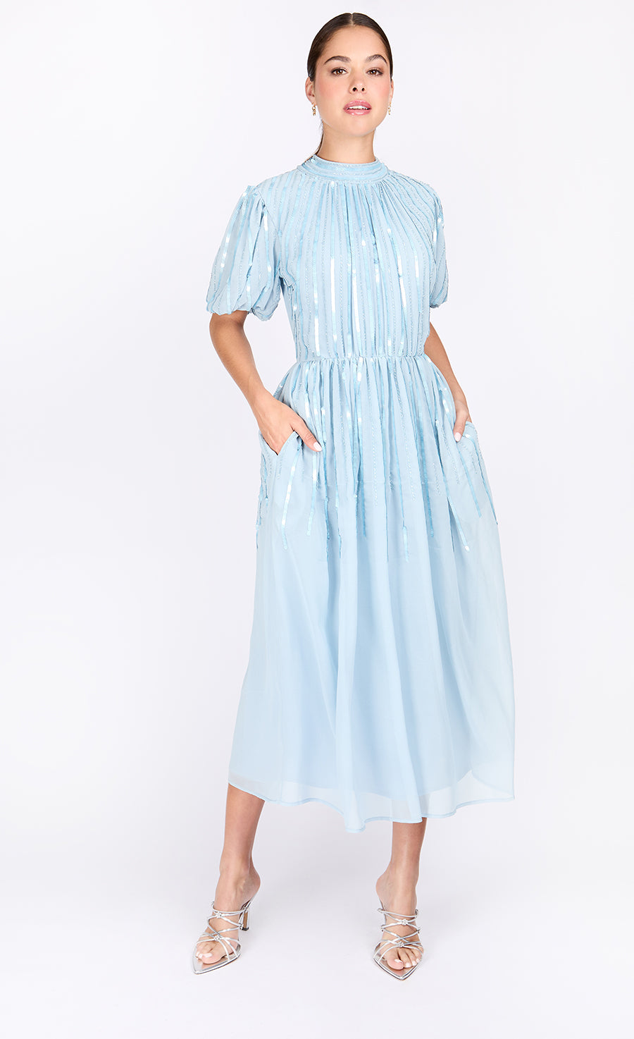 Blue Embellished Midaxi Dress