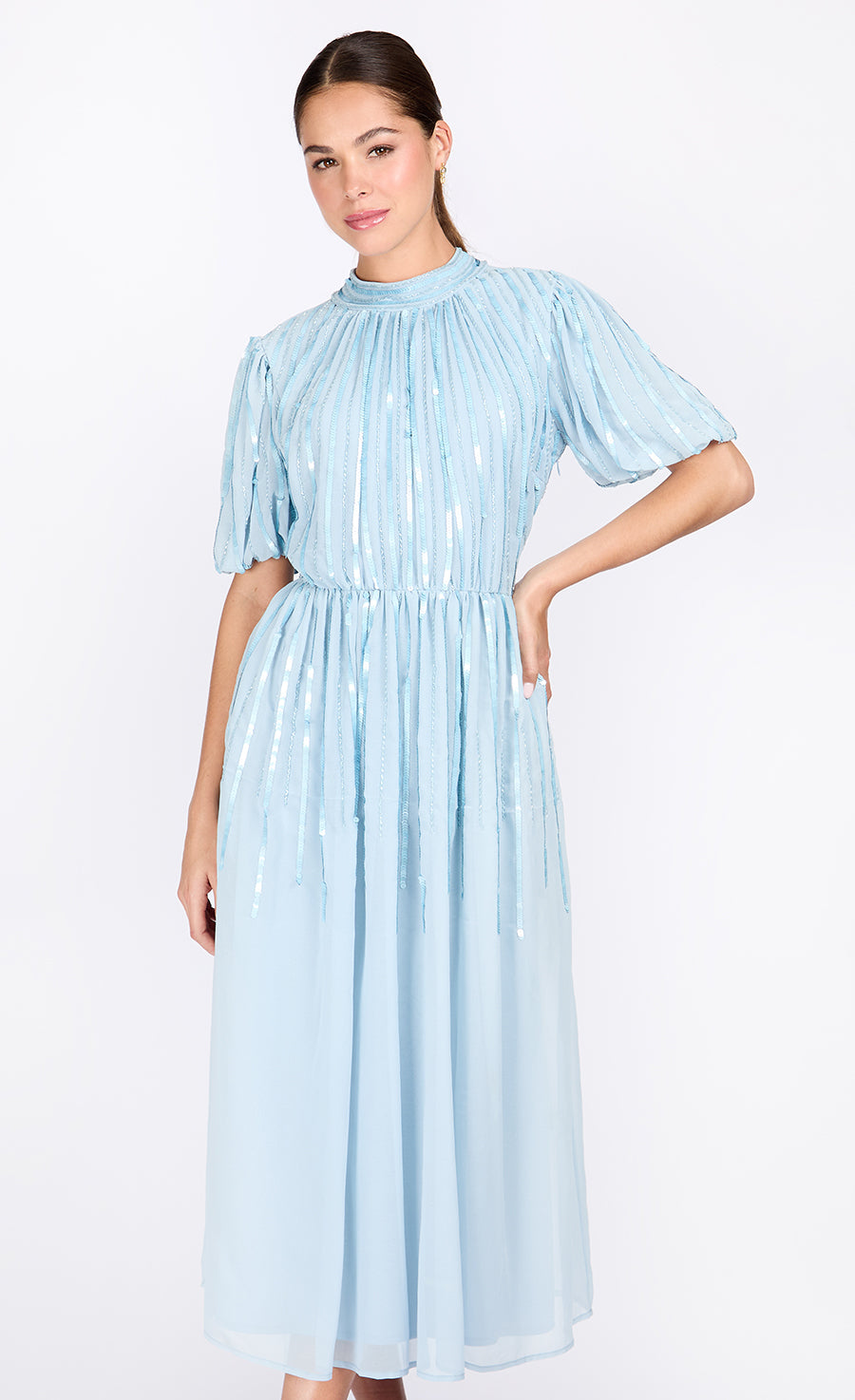 Blue Embellished Midaxi Dress