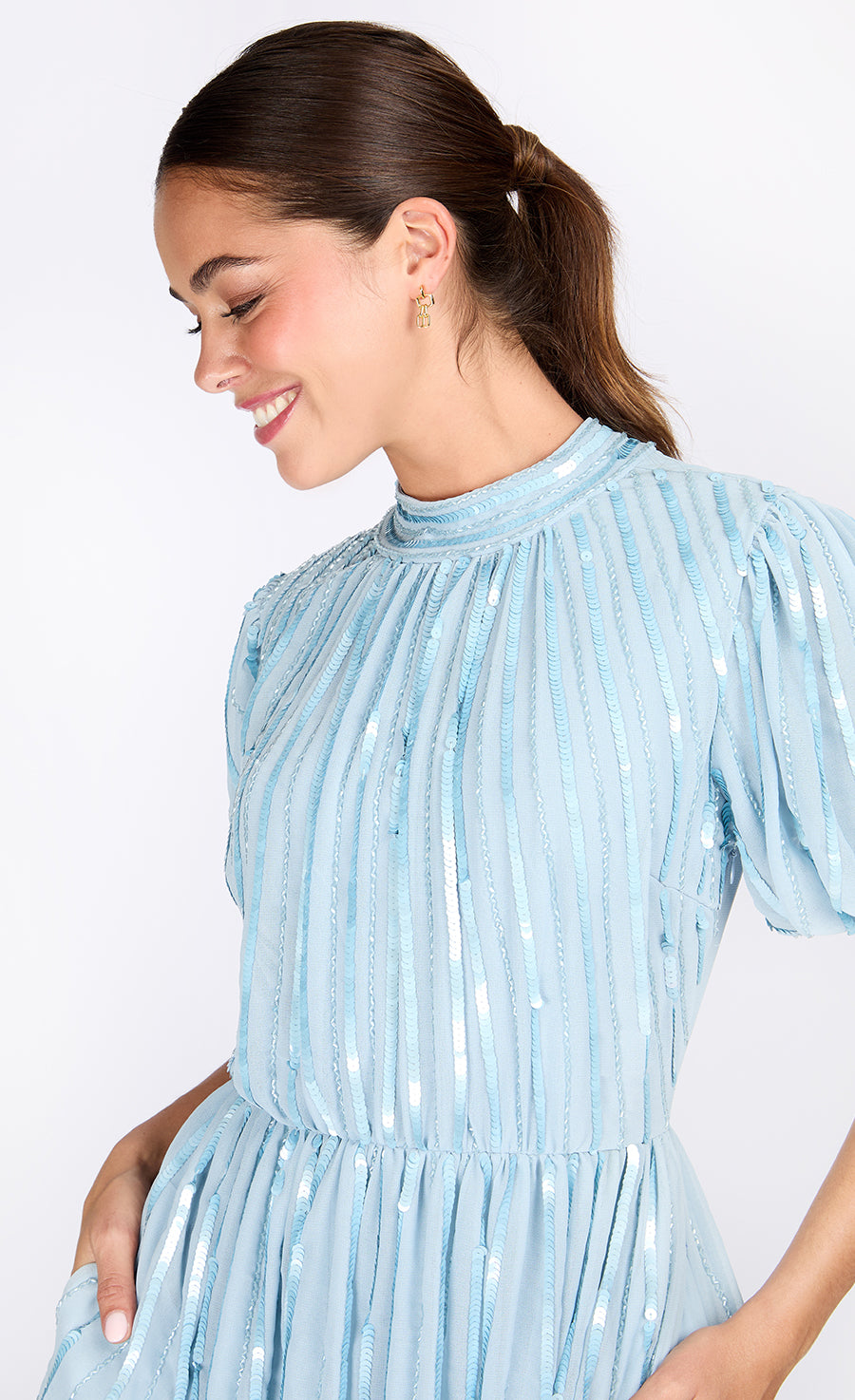 Blue Embellished Midaxi Dress
