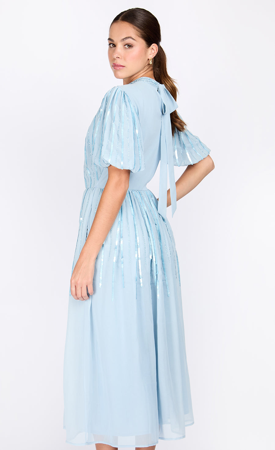 Blue Embellished Midaxi Dress