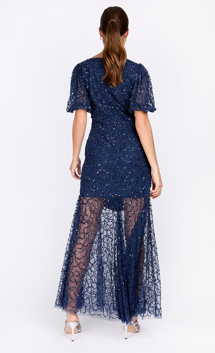 Navy Embellished Maxi Dress