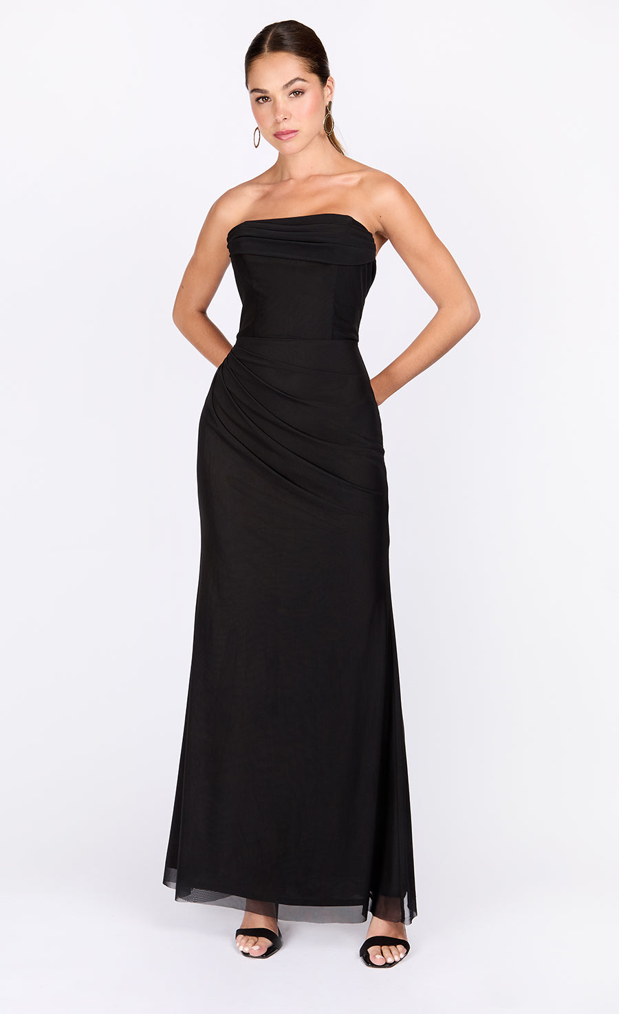 Black Mesh Bandeau Maxi Dress