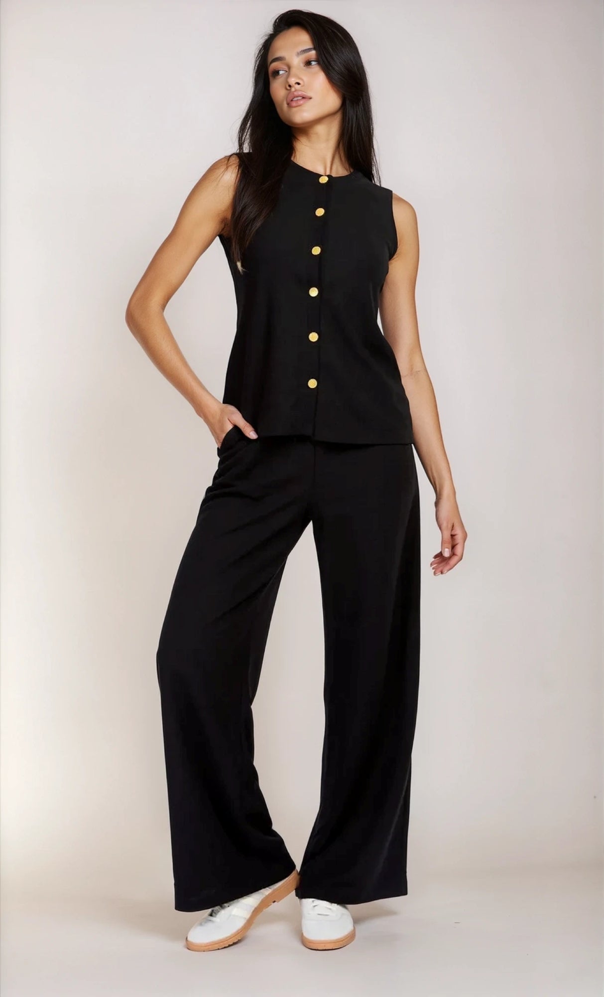 Black Knitted Button Detail Waistcoat
