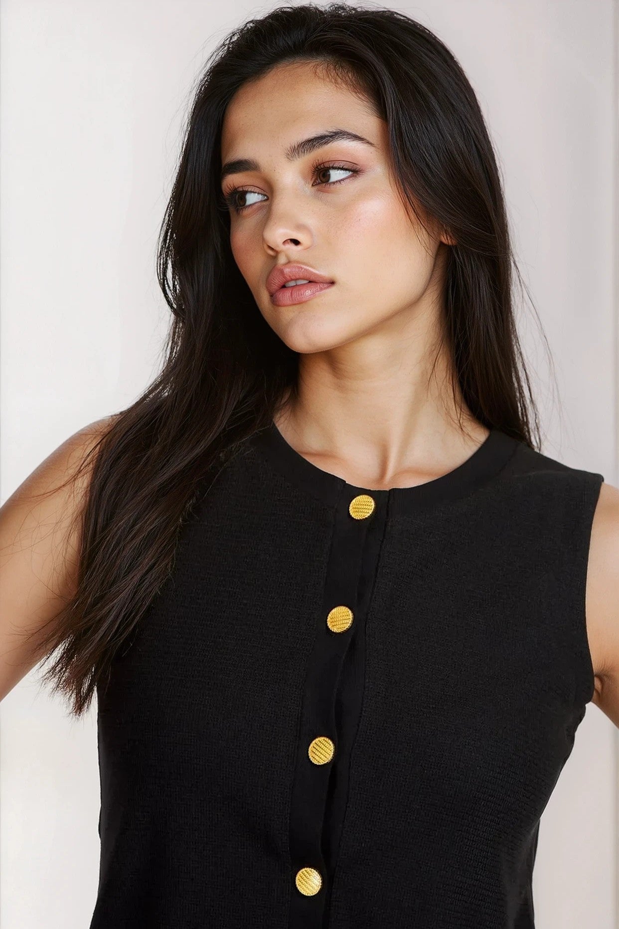 Black Knitted Button Detail Waistcoat