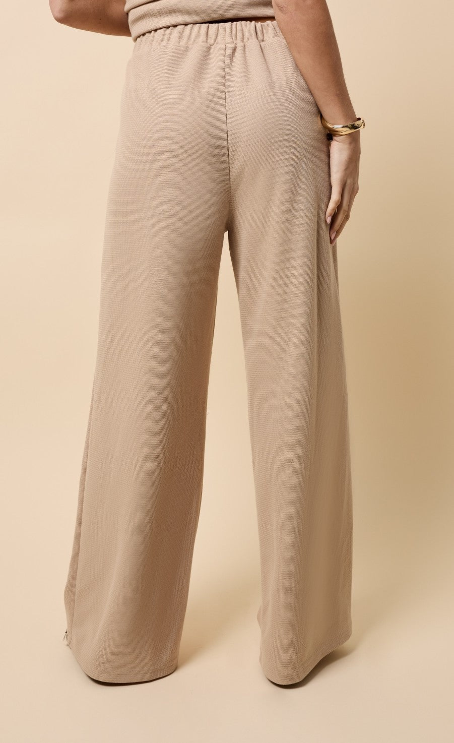 Taupe Wide Leg Knitted Trousers