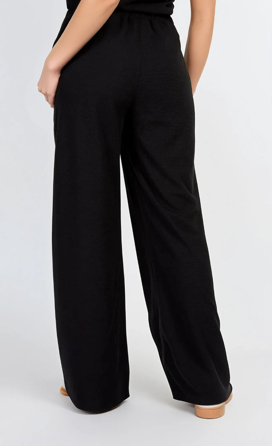 Black Wide Leg Knitted Trousers