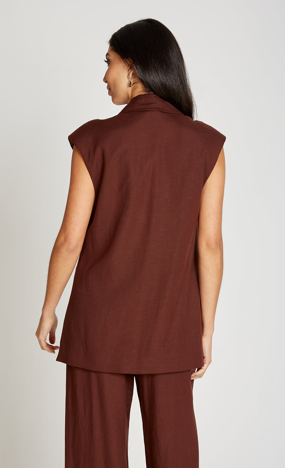 Chocolate Brown Waistcoat With Linen