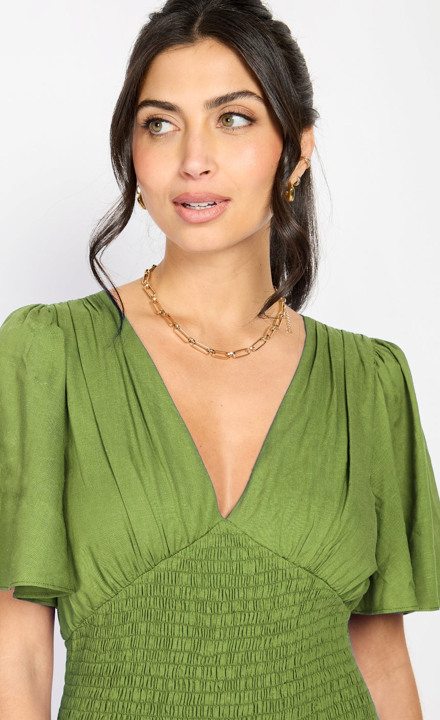 Olive Frill Mini Dress by Chloe Lewis