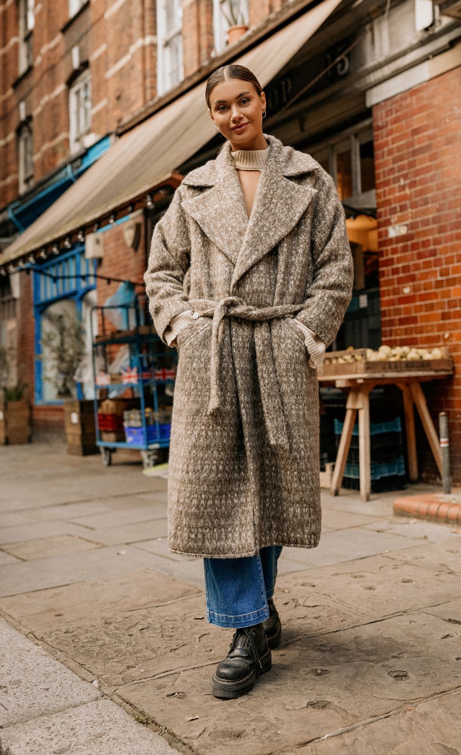 Oversized Oatmeal Wool Blend Coat