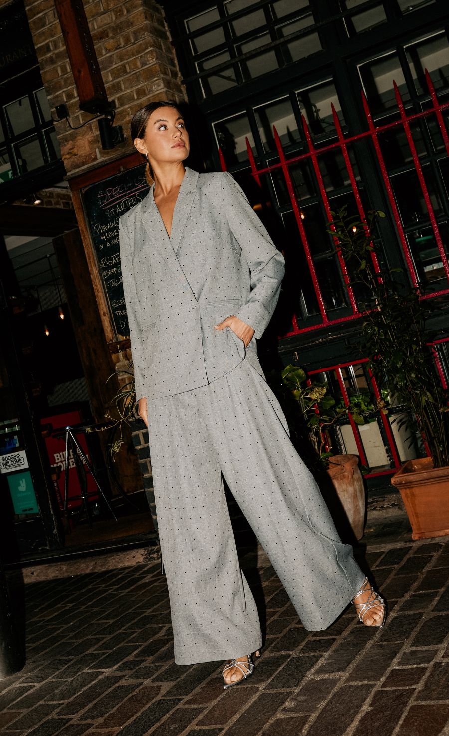 Grey and Black Diamanté Trousers