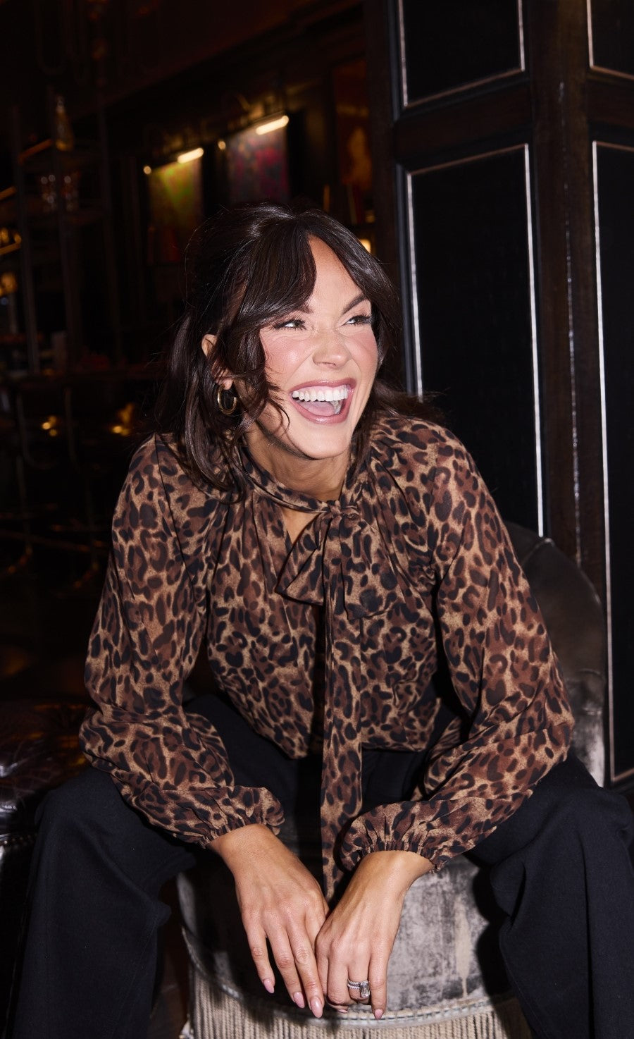 Leopard Print Chiffon Bow Detail Blouse by Vicky Pattison