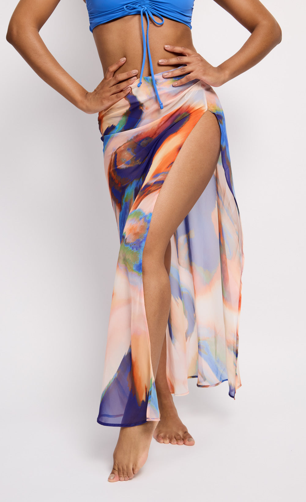 Marble Print Sheer Maxi Skirt