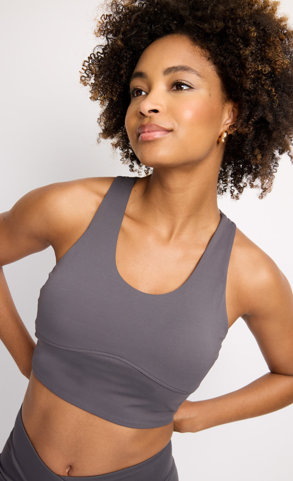 Charcoal Grey Scoop Sports Bra