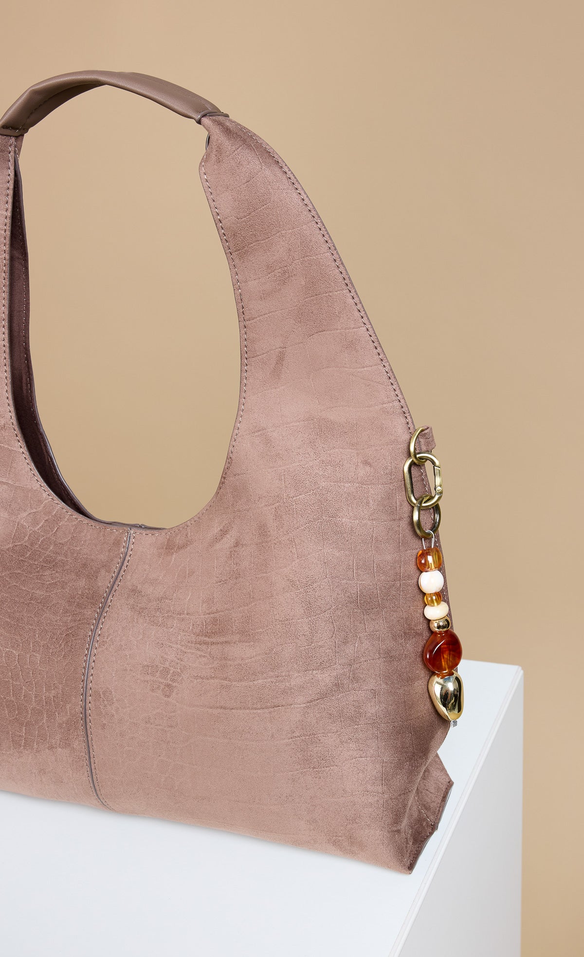 Mocha Croc Emboss Shoulder Bag