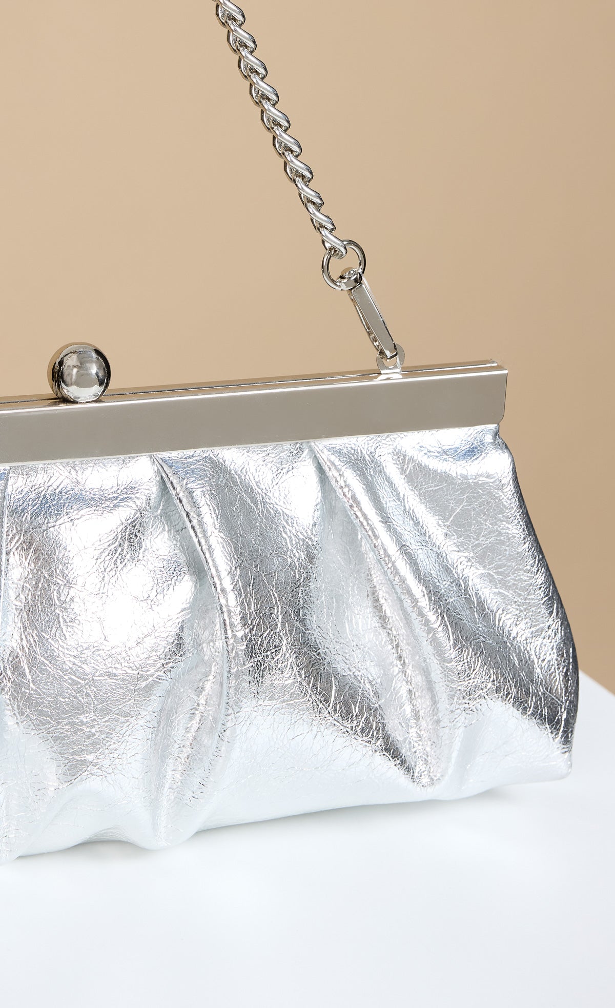 Metallic Silver Elongated Clutch Bag