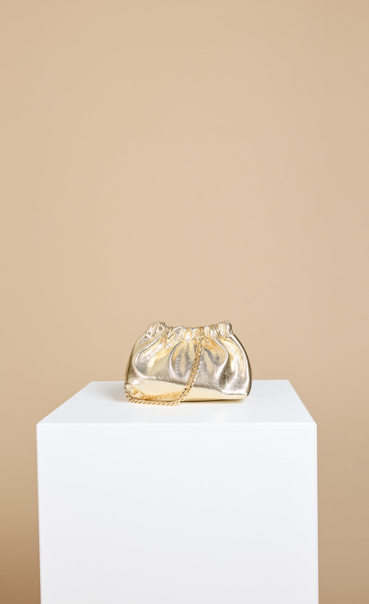 Valencia Metallic Gold Ruched Top Shoulder Bag
