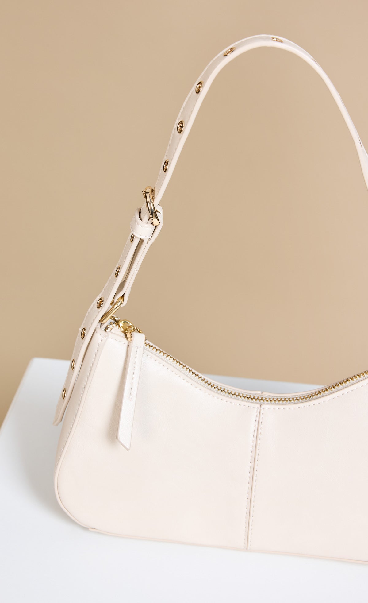 Stone Curved Top Shoulder Bag