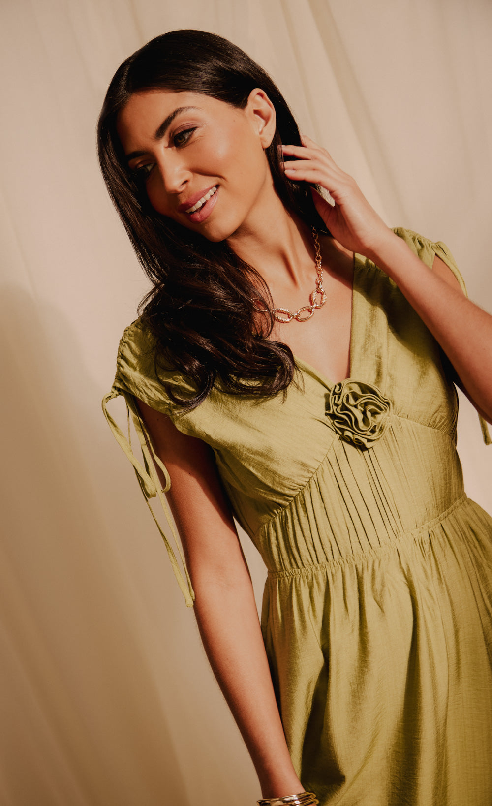 Lime Rosette Midaxi Dress