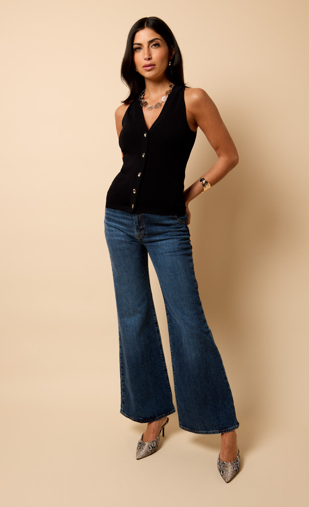 Black Knit Vest Top by Vicky Pattison