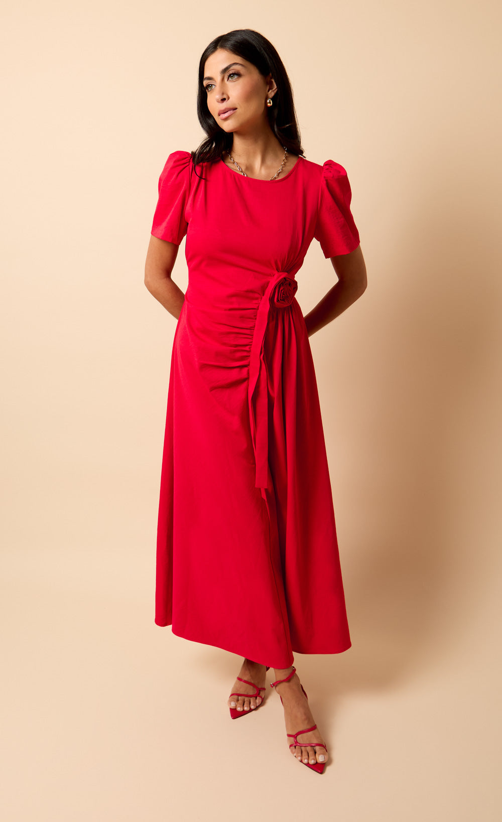 Red Rosette Midaxi Dress by Vicky Pattison