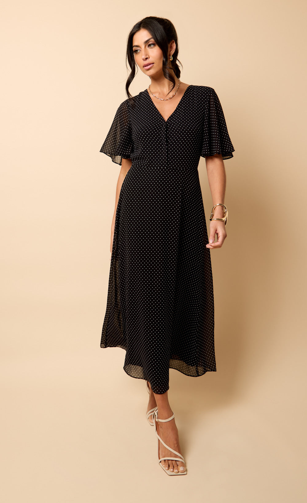 Polka Dot Chiffon Midaxi Dress by Vicky Pattison