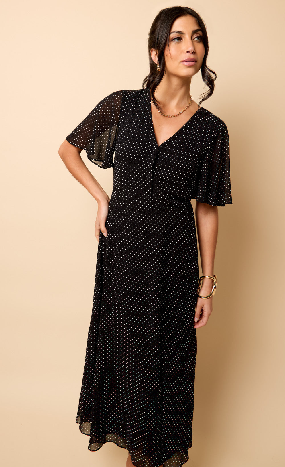 Polka Dot Chiffon Midaxi Dress by Vicky Pattison