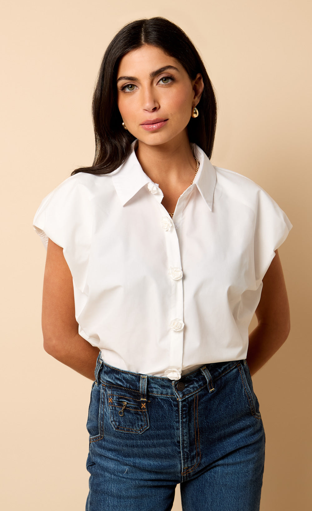 White Poplin Cotton Shirt by Vicky Pattison