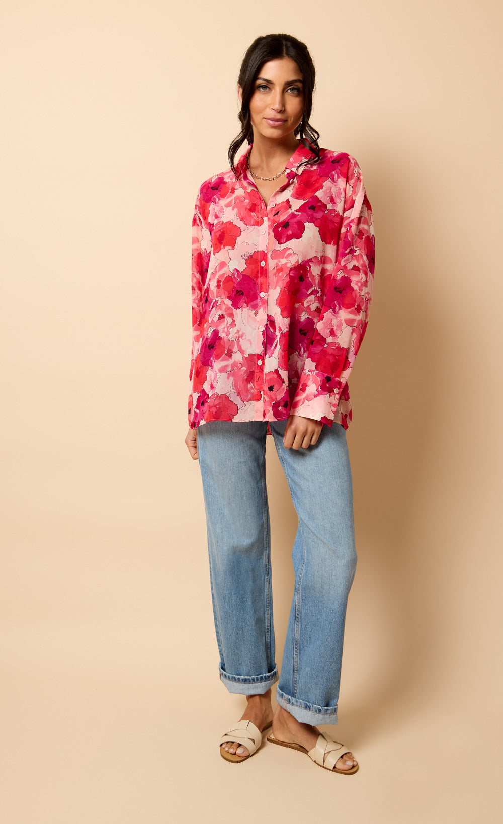 Floral Print Chiffon Shirt by Vicky Pattison