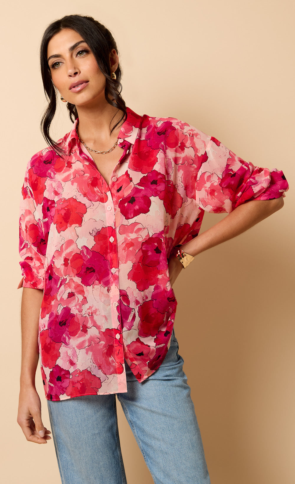 Floral Print Chiffon Shirt by Vicky Pattison