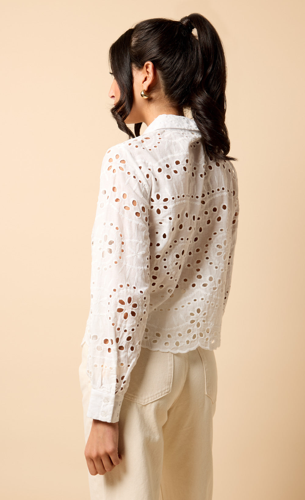 White Broderie Shirt by Vicky Pattison