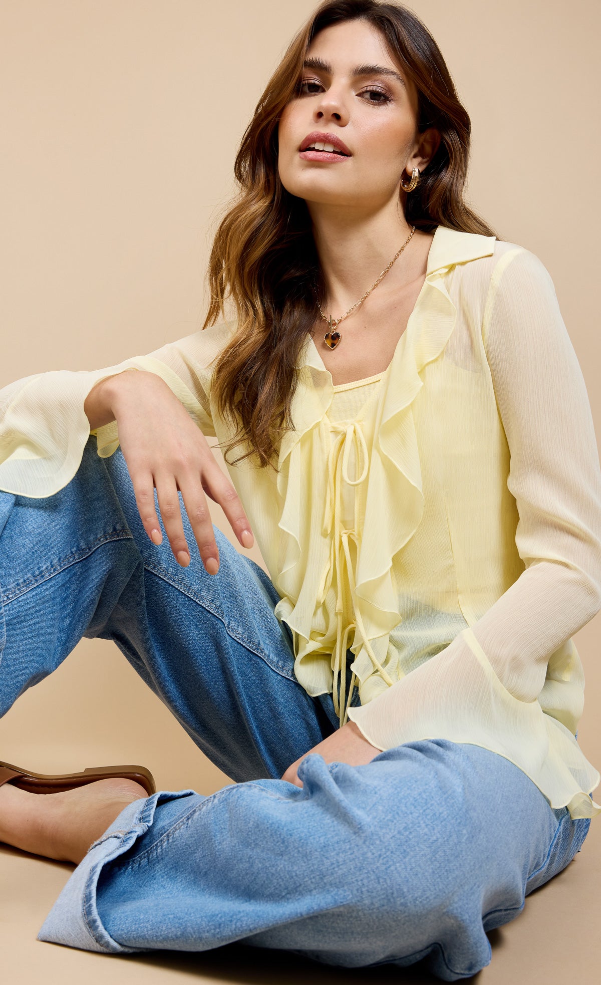 Lemon Chiffon Frill Top by Vicky Pattison