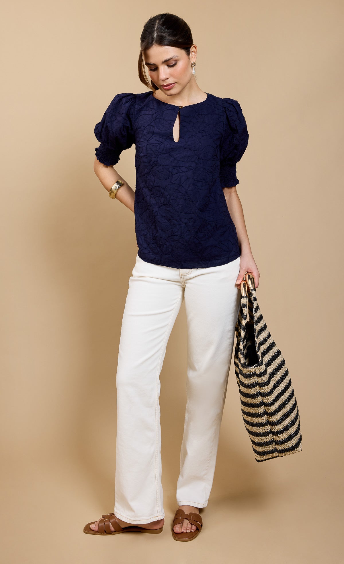 Navy Embroidered Top by Vicky PattisonBlousesTops & BlousesLittle Mistress