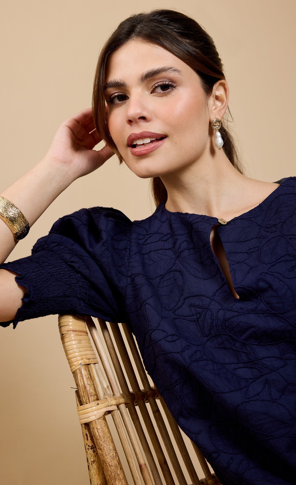 Navy Embroidered Top by Vicky PattisonBlousesTops & BlousesLittle Mistress