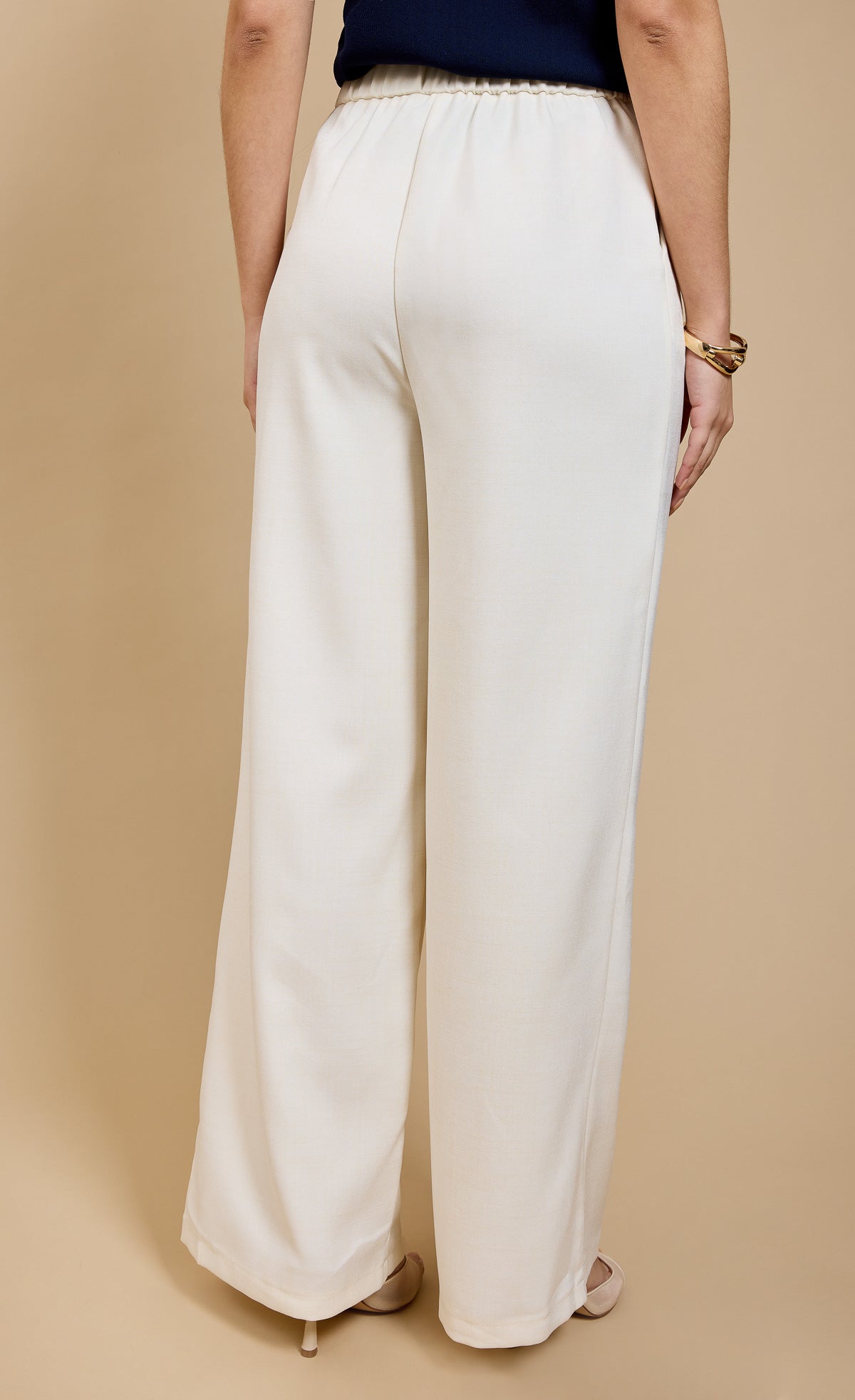 Cream Wide Leg Trousers by Vicky Pattison