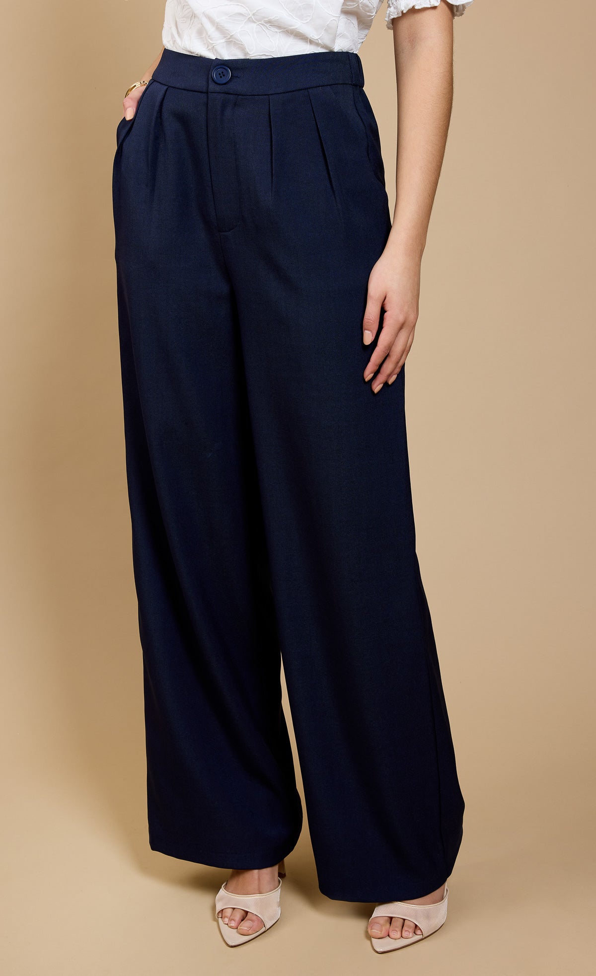 Navy Wide Leg Trousers by Vicky Pattison
