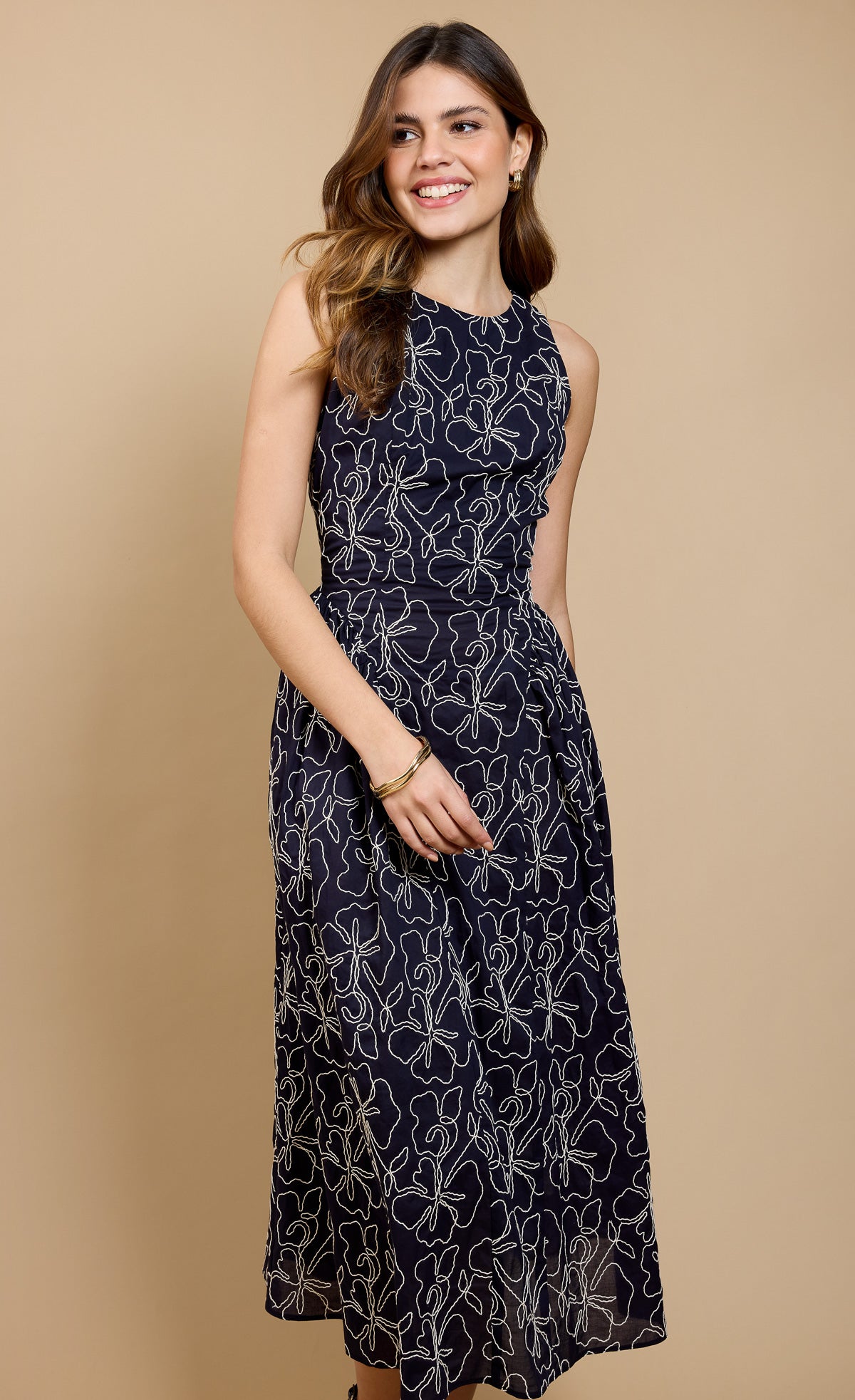 Navy Embroidered Midaxi Dress by Vicky Pattison