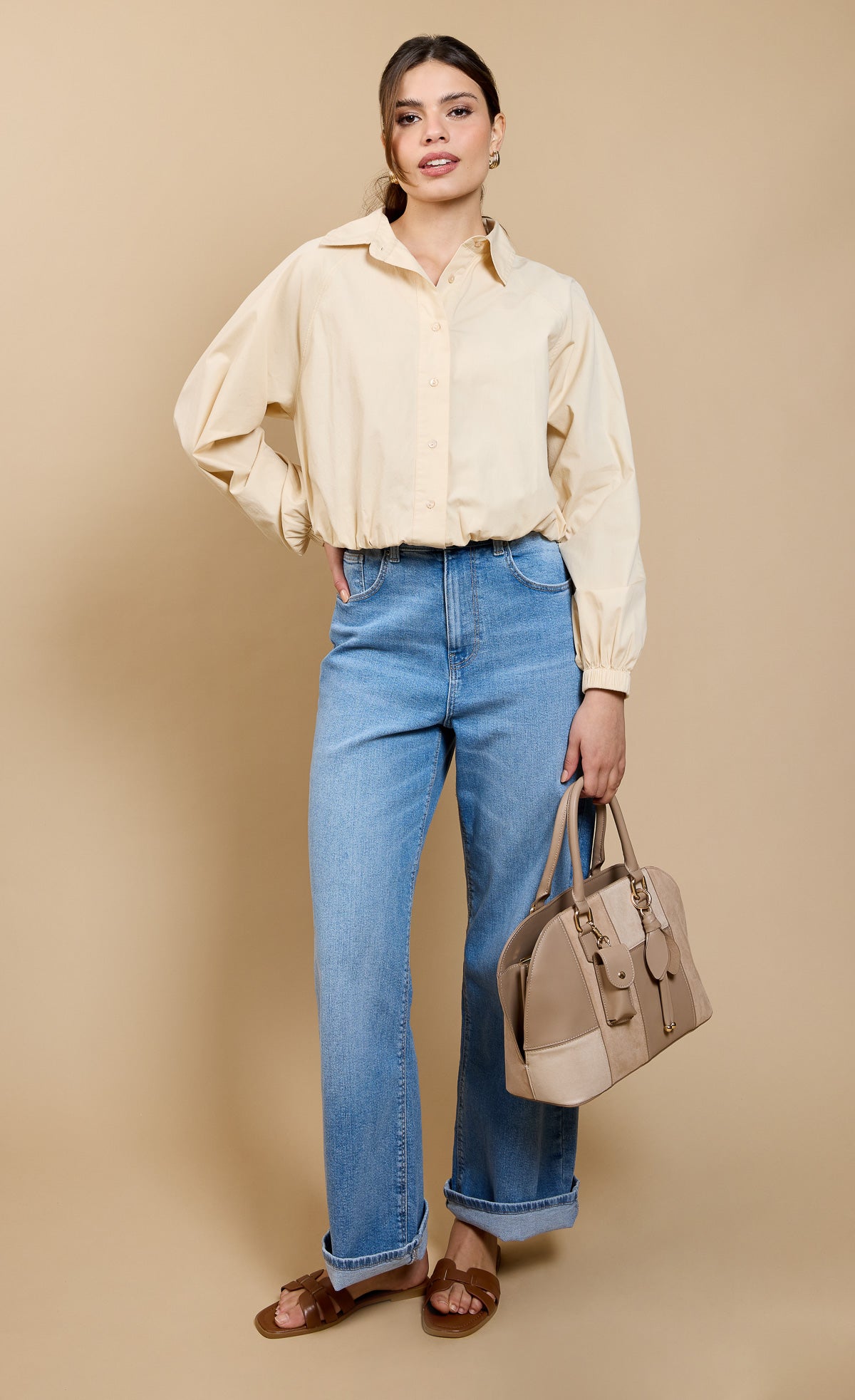 Morena Beige Crop ShirtShirtsShirtLittle Mistress